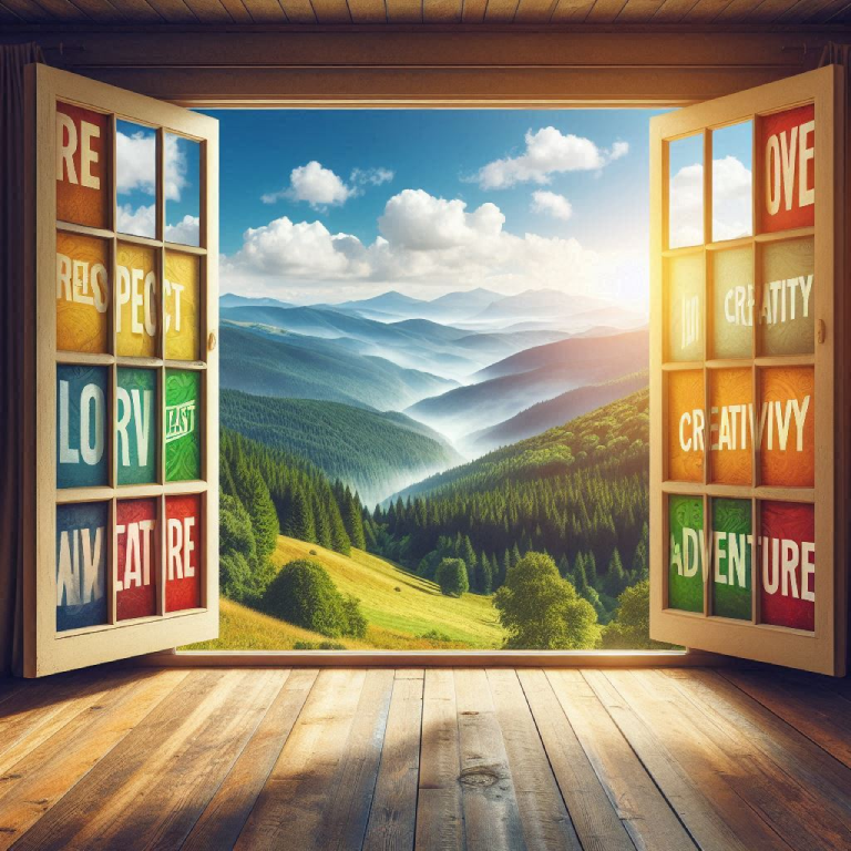 UNA PUERTA SE ABRE AL EXTERIOR DONDE SE DIVISA UNA PAISAJE QUE TRANSMITE CALMA Y PAZ